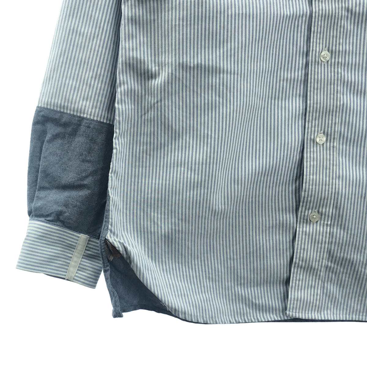 eye JUNYA WATANABE COMME des GARCONS MAN / アイジュンヤワタナベ マン | 2019AW | ×BROOKS BROTHERS ブルックスブラザーズ / 異素材切替 ストライプ オックスフォード ボタンダウンシャツ | S | ブルー / ホワイト / マルチカラー | メンズ
