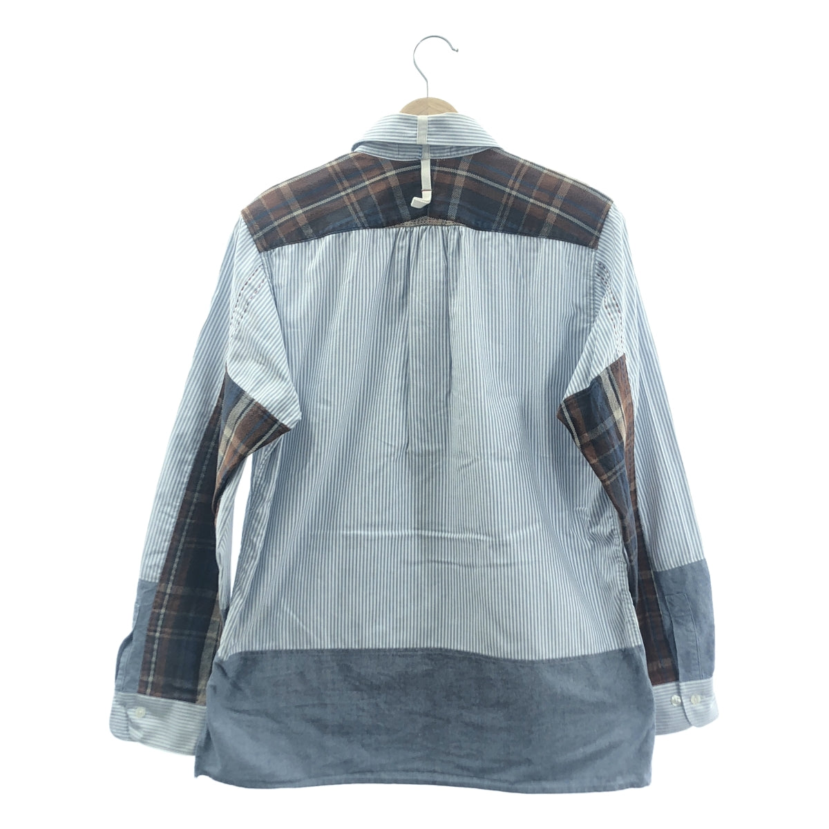 eye JUNYA WATANABE COMME des GARCONS MAN / アイジュンヤワタナベ マン | 2019AW | ×BROOKS BROTHERS ブルックスブラザーズ / 異素材切替 ストライプ オックスフォード ボタンダウンシャツ | S | ブルー / ホワイト / マルチカラー | メンズ