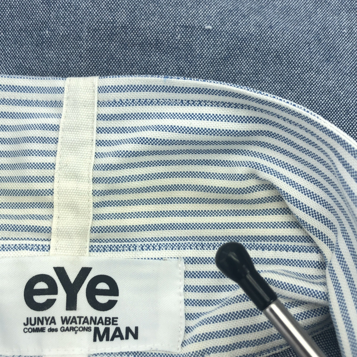 eye JUNYA WATANABE COMME des GARCONS MAN / アイジュンヤワタナベ マン | 2019AW | ×BROOKS BROTHERS ブルックスブラザーズ / 異素材切替 ストライプ オックスフォード ボタンダウンシャツ | S | ブルー / ホワイト / マルチカラー | メンズ