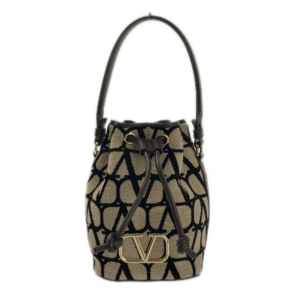 【미품】 VALENTINO GARAVANI / 발렌티노 가라바니 | 2way 트와르 이코노그라프 미니 버킷 백 | 다크 브라운/베이지 |