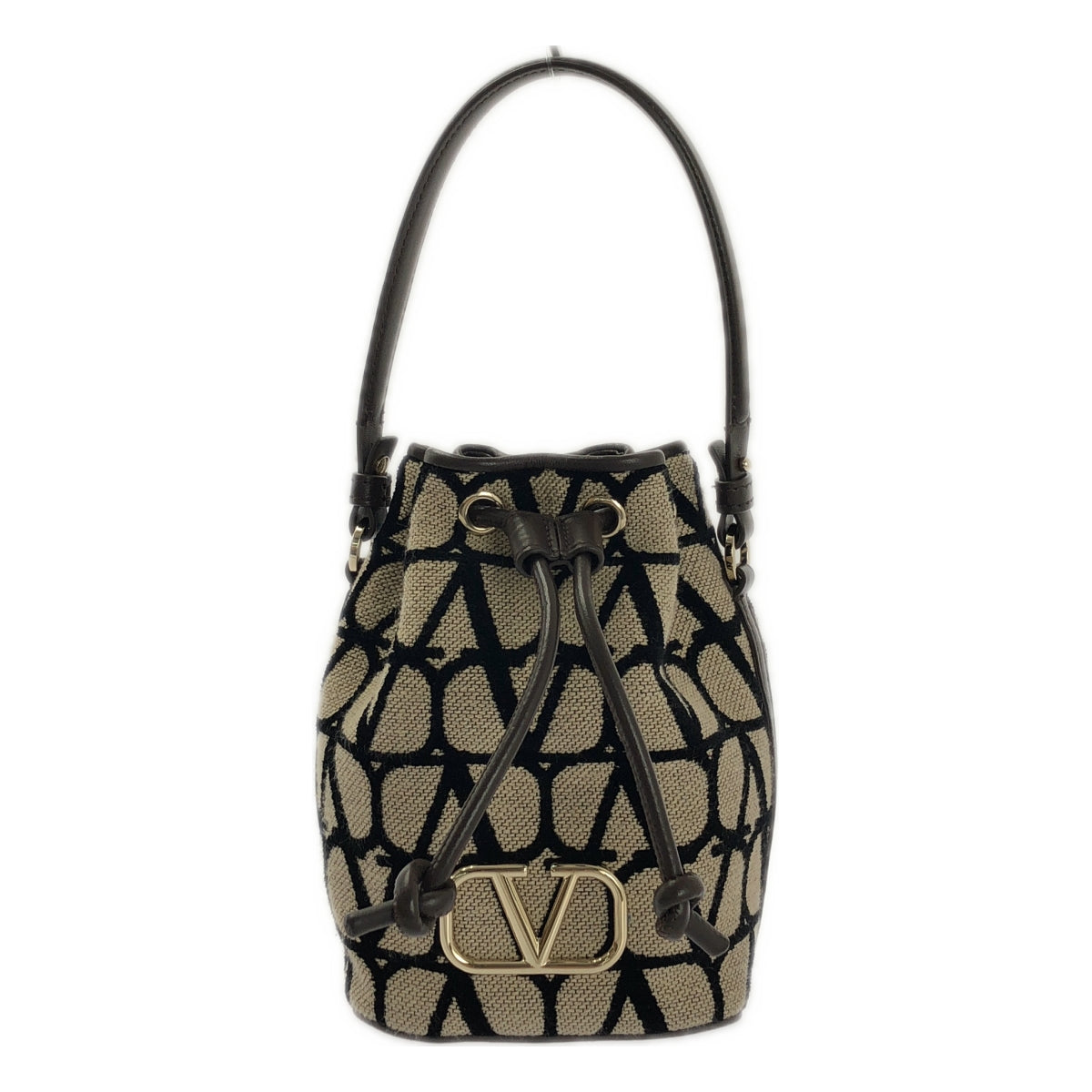 【미품】 VALENTINO GARAVANI / 발렌티노 가라바니 | 2way 트와르 이코노그라프 미니 버킷 백 | 다크 브라운/베이지 |