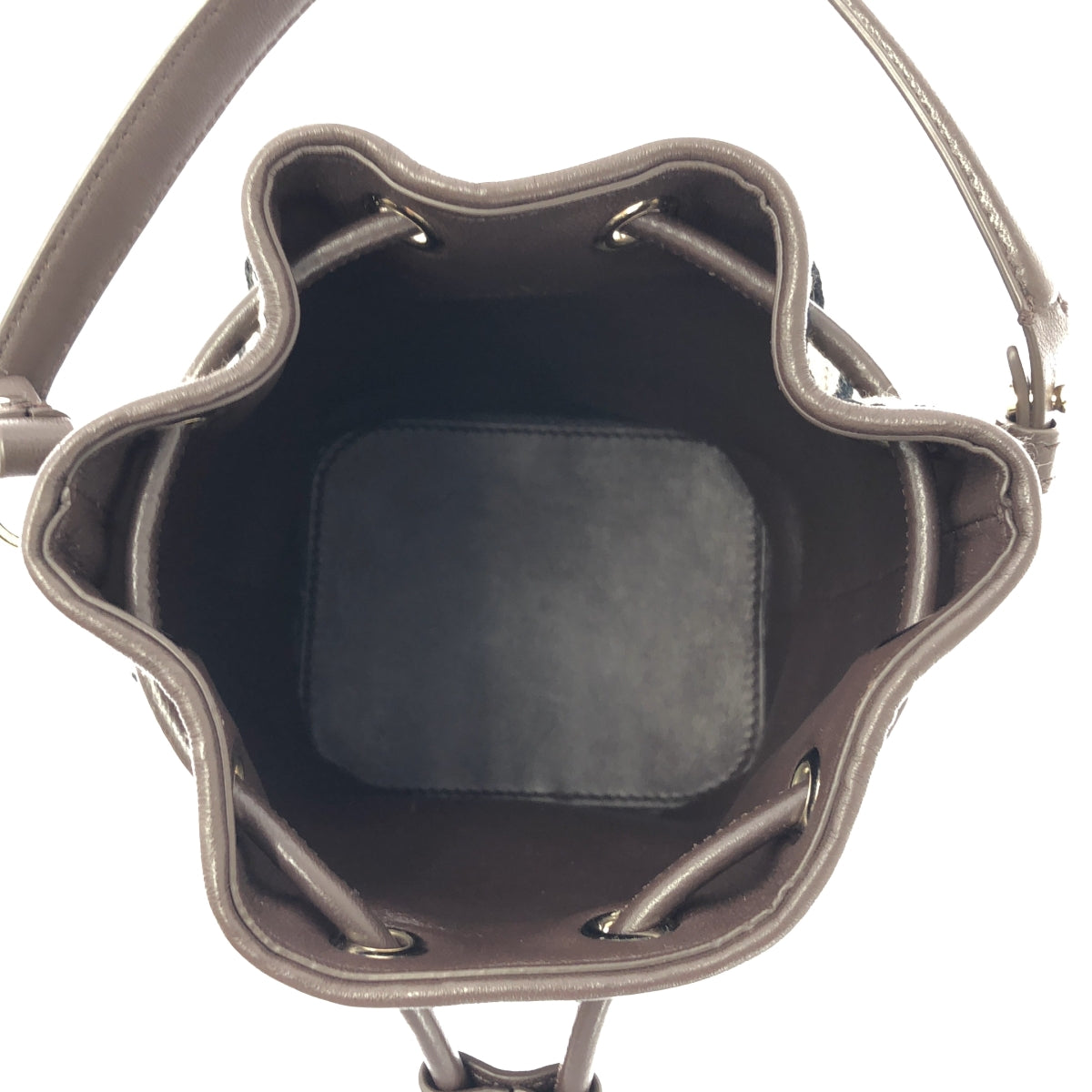 【미품】 VALENTINO GARAVANI / 발렌티노 가라바니 | 2way 트와르 이코노그라프 미니 버킷 백 | 다크 브라운/베이지 |