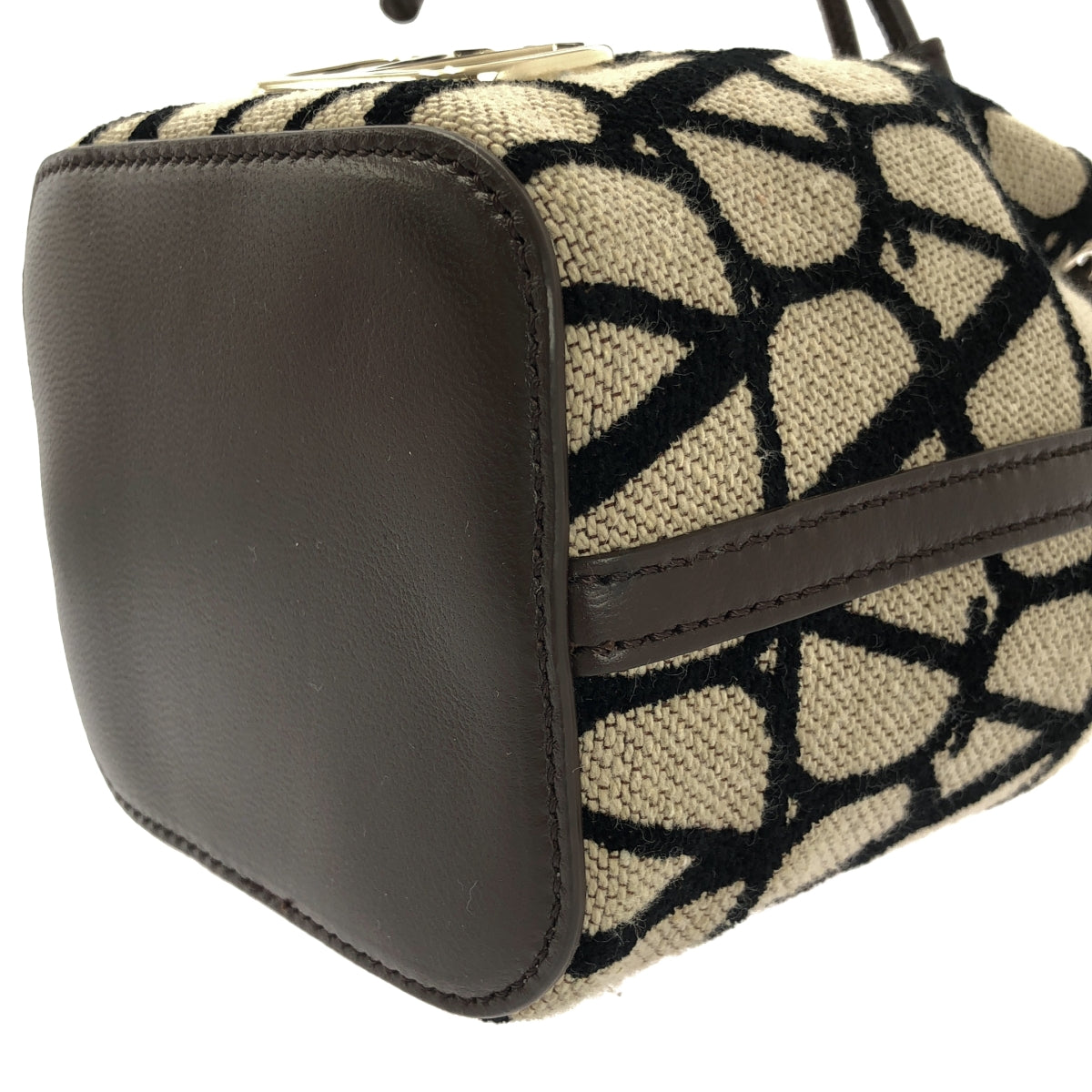 【미품】 VALENTINO GARAVANI / 발렌티노 가라바니 | 2way 트와르 이코노그라프 미니 버킷 백 | 다크 브라운/베이지 |