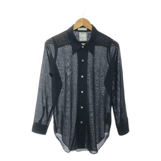 MADISON BLUE | SH W/VOILE WOOL VOILE Madame Shirt | 01(S) | Black | Women's