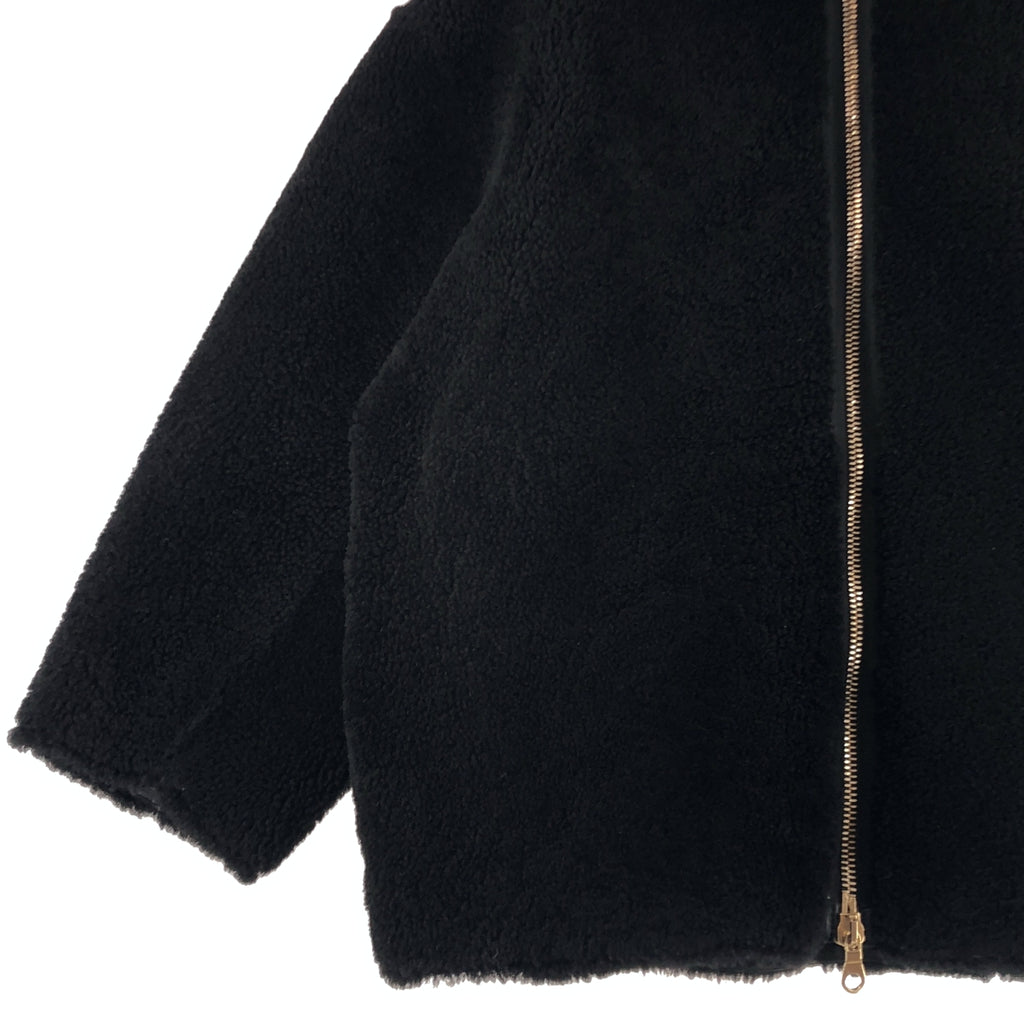 CINQUANTA / チンクワンタ | ムートンレザー ボア ダブルジップ ノーカラー ジャケット / ロゴ総裏地 | 40 | レディース