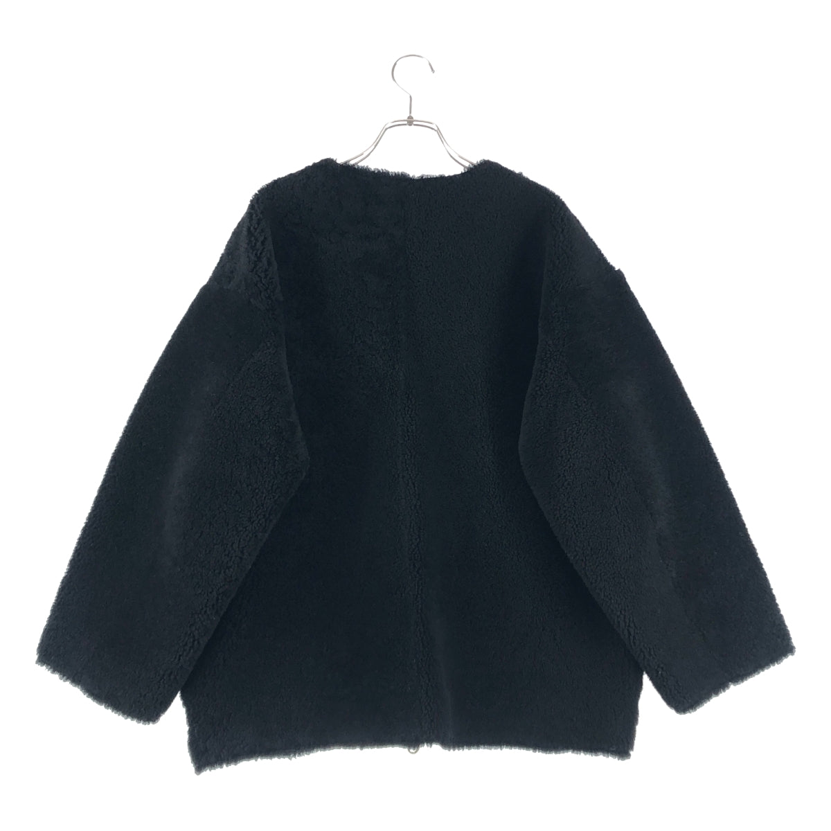 CINQUANTA / チンクワンタ | ムートンレザー ボア ダブルジップ ノーカラー ジャケット / ロゴ総裏地 | 40 | レディース