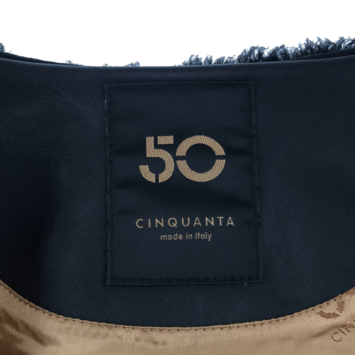 CINQUANTA / チンクワンタ | ムートンレザー ボア ダブルジップ ノーカラー ジャケット / ロゴ総裏地 | 40 | レディース