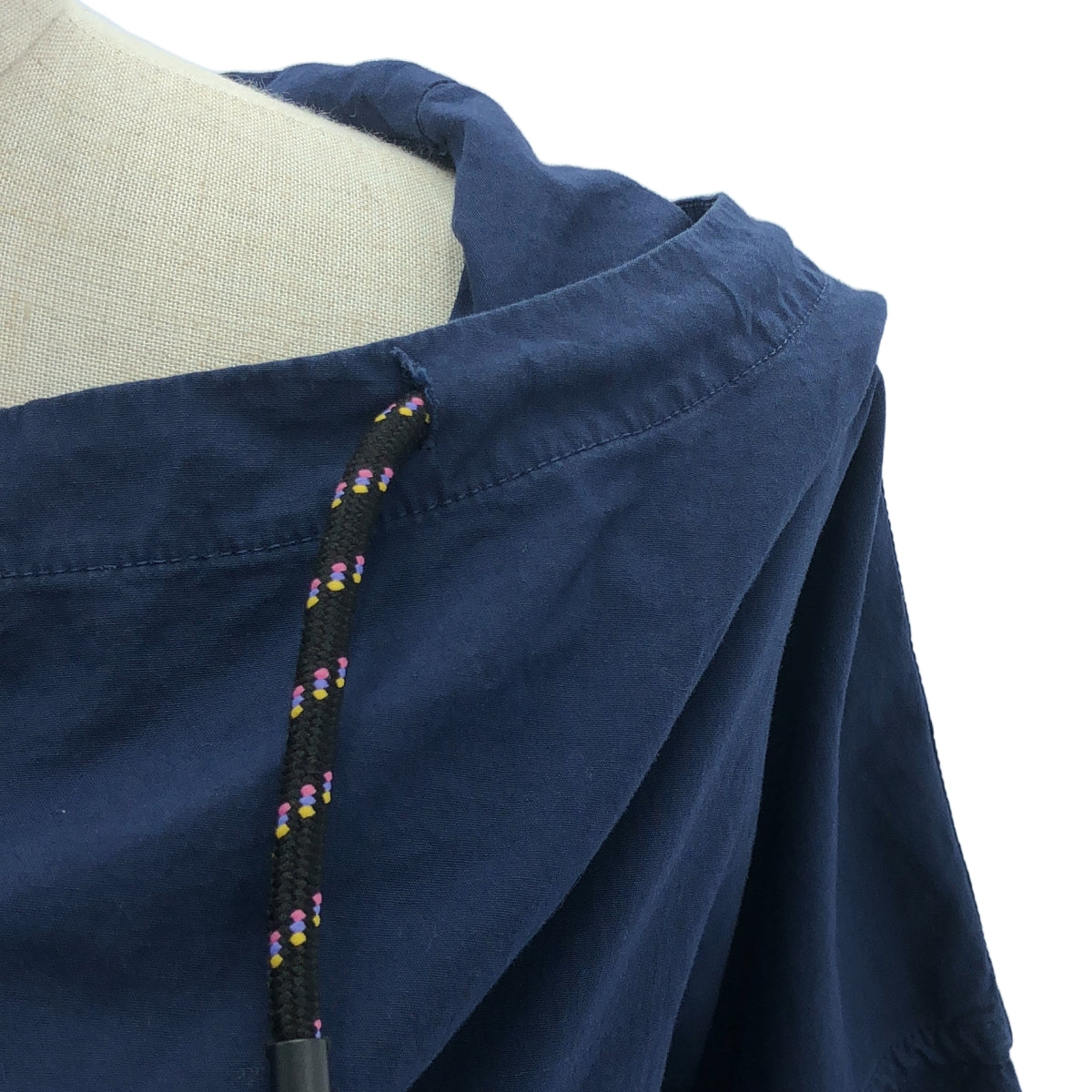 DRIES VAN NOTEN / ドリスヴァンノッテン | 2019SS | コットン フーデッド プルオーバーワンピース | XS | ネイビー | レディース