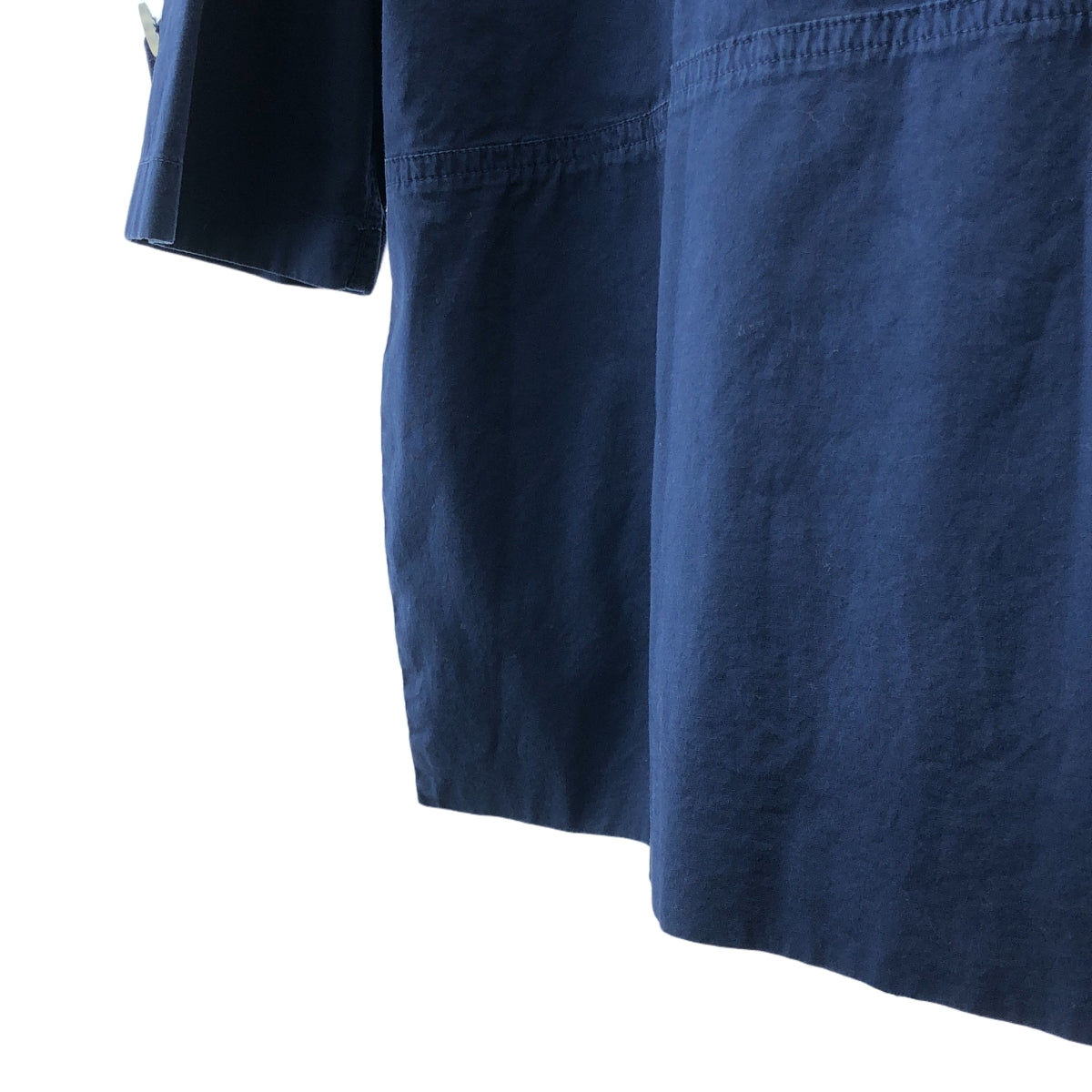 DRIES VAN NOTEN / ドリスヴァンノッテン | 2019SS | コットン フーデッド プルオーバーワンピース | XS | ネイビー | レディース