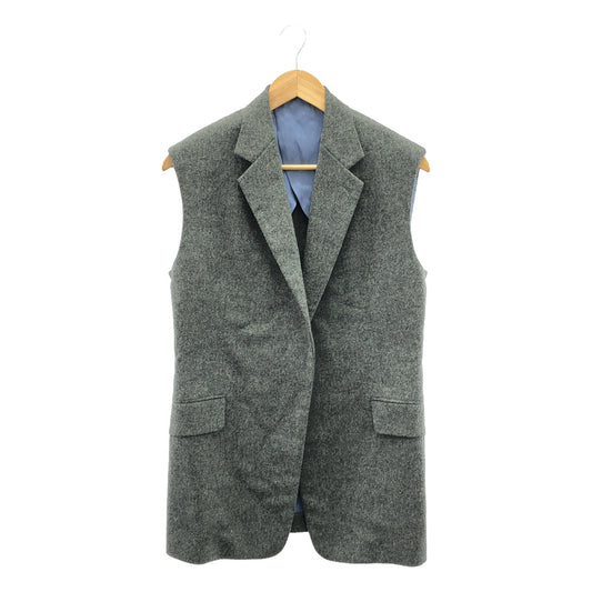 BLAMINK / ブラミンク | WOOL LAPEL VEST ウール ラペル ロング ベスト | 36 | グレー | レディース