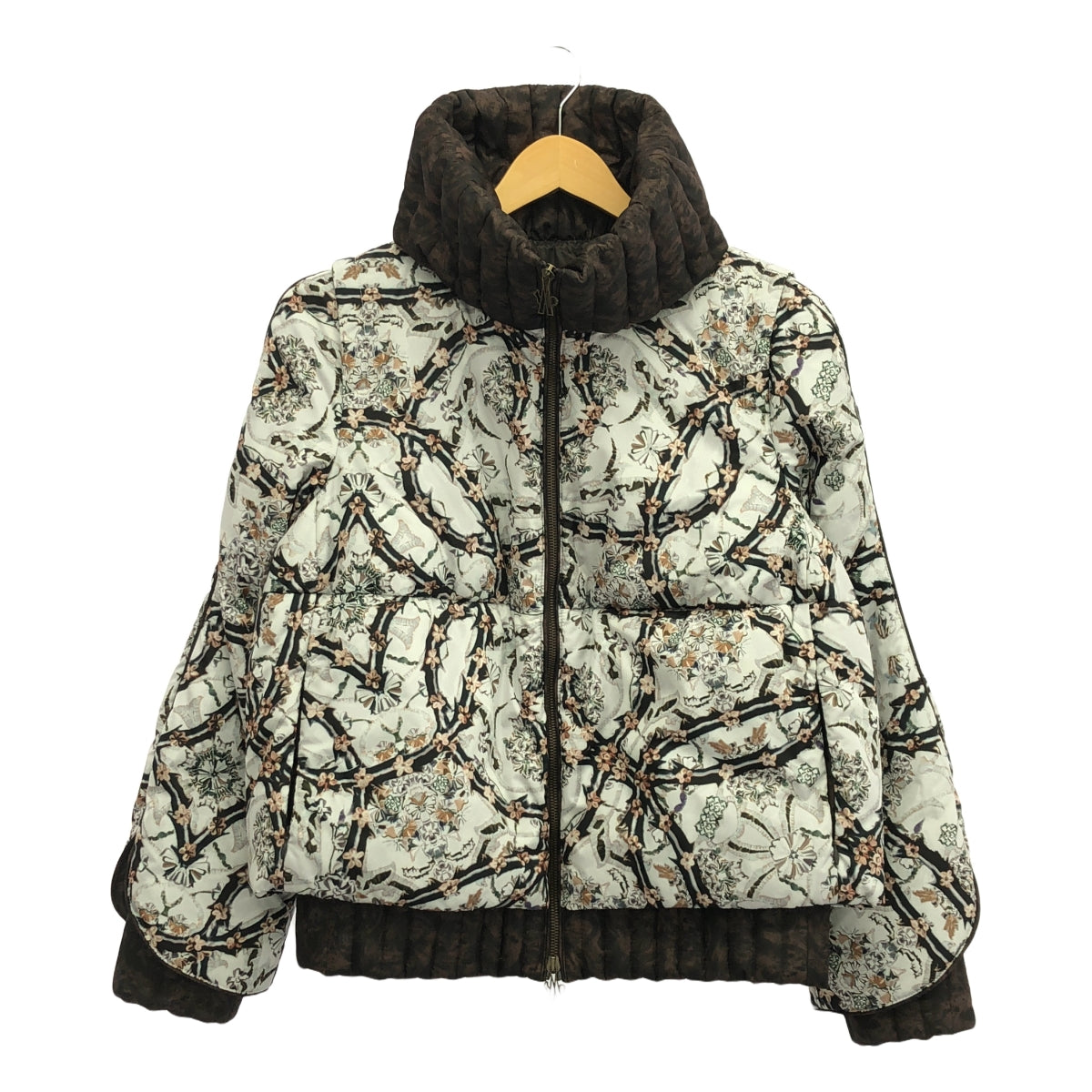 [狀況良好] MONCLER | FIEST GIUBBOTTO / 全身印花多層袖抽繩羽絨外套 | 0 | 白色/棕色 | 女款