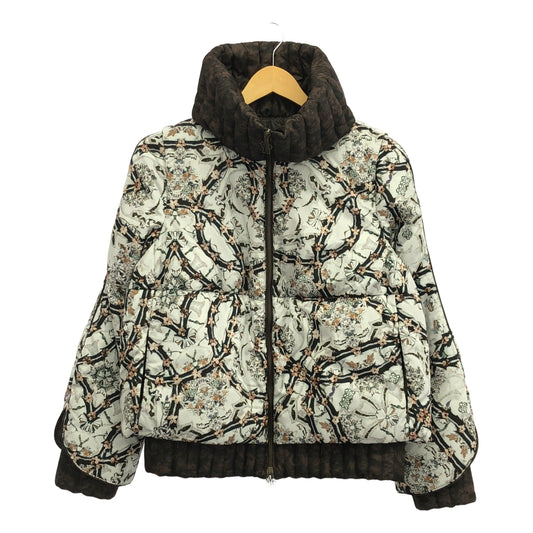 MONCLER / モンクレール | FIEST GIUBBOTTO / 総柄 レイヤード スリーブ ドローストリング ダウンジャケット | 0 | レディース