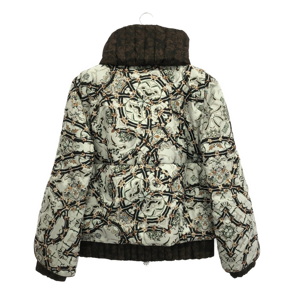 【美品】  MONCLER / モンクレール | FIEST GIUBBOTTO / 総柄 レイヤード スリーブ ドローストリング ダウンジャケット | 0 | ホワイト/ブラウン | レディース