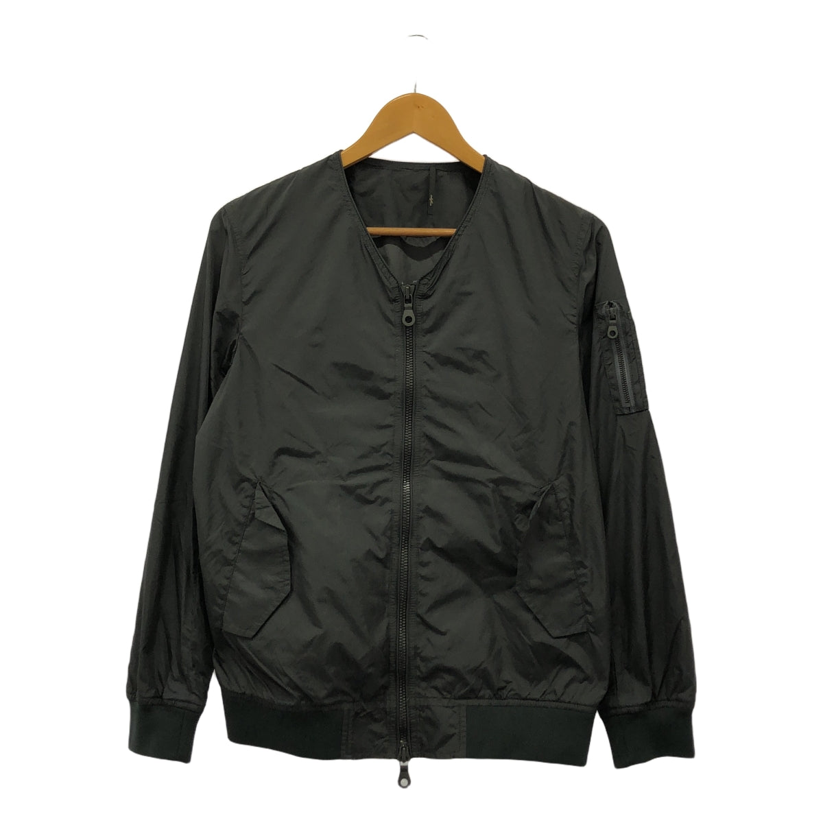 大樓 |無領尼龍飛行外套 | 46 |炭黑色 |男士