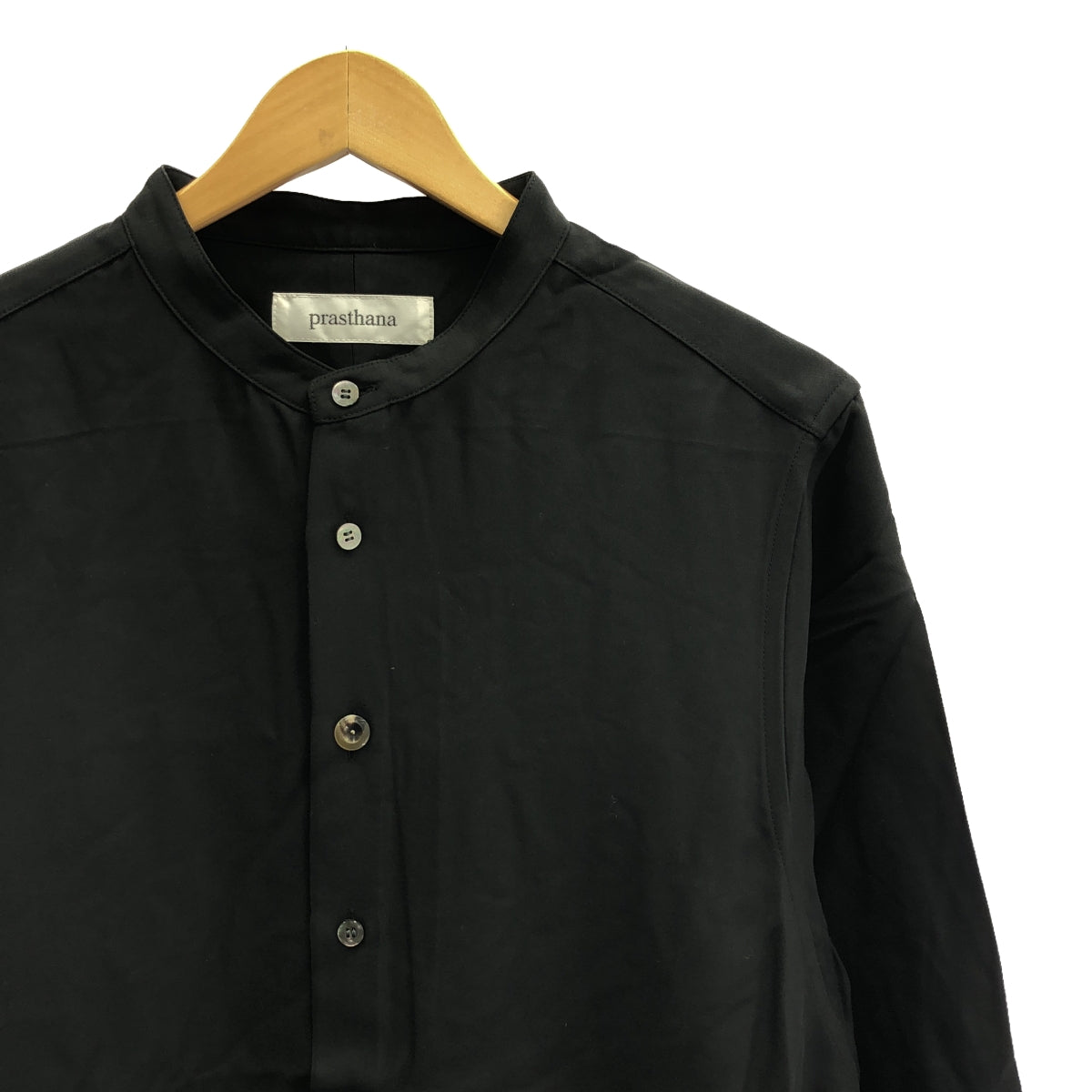 【新品】  prasthana / プラスターナ | strings band collar shirt ver2 / シャツ | M | ブラック | メンズ