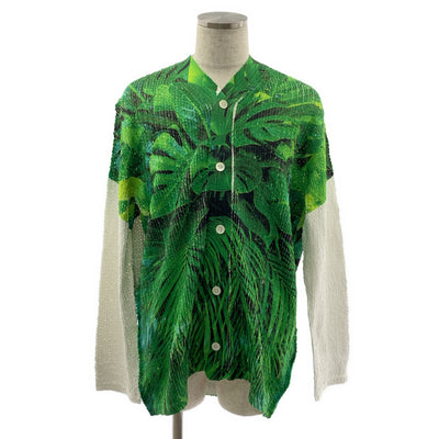 COMME des GARCONS HOMME PLUS / コムデギャルソンオムプリュス | 2024SS | ポリエステル リーフ ボタニカル オーバー ニット カーディガン | L | メンズ