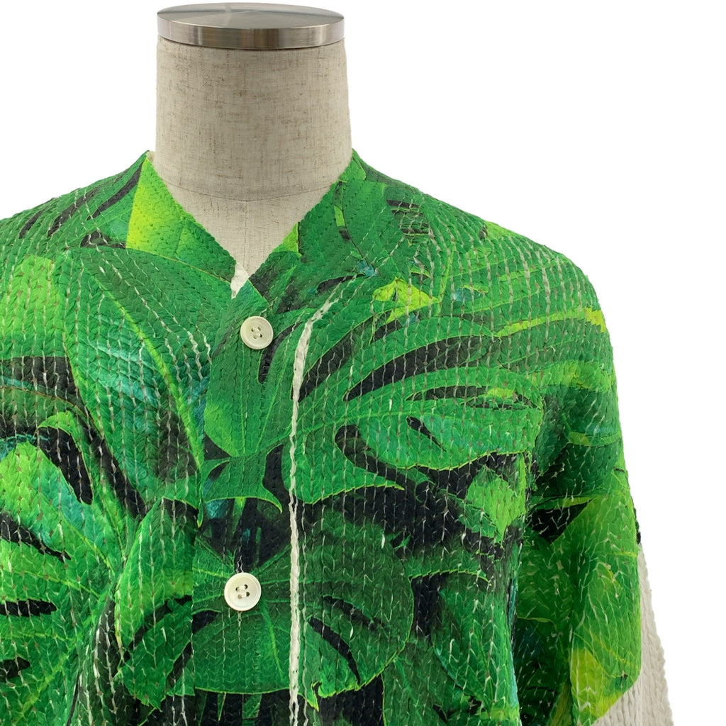 COMME des GARCONS HOMME PLUS / コムデギャルソンオムプリュス | 2024SS | ポリエステル リーフ ボタニカル オーバー ニット カーディガン | L | メンズ