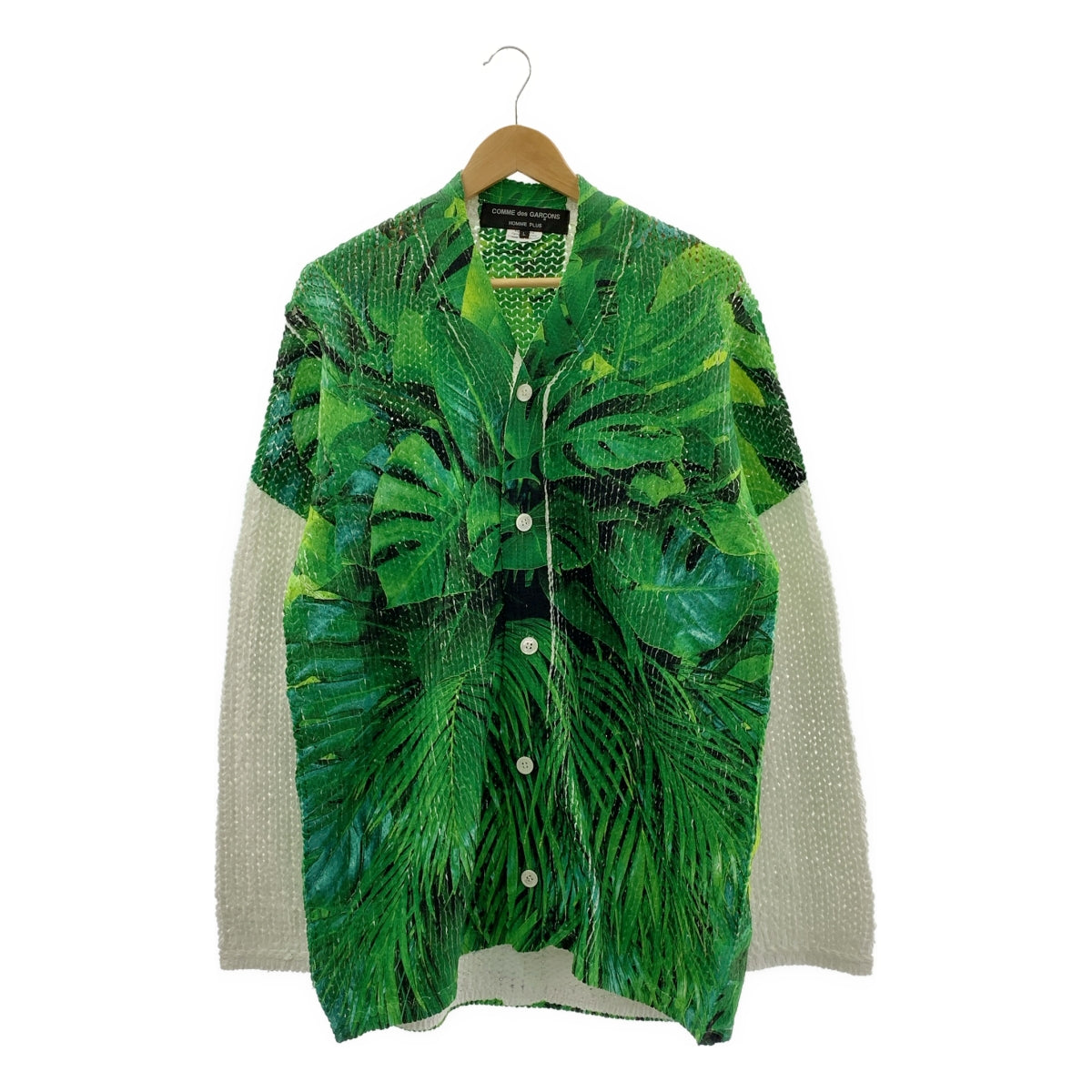 COMME des GARCONS HOMME PLUS / コムデギャルソンオムプリュス | 2024SS | ポリエステル リーフ ボタニカル オーバー ニット カーディガン | L | メンズ