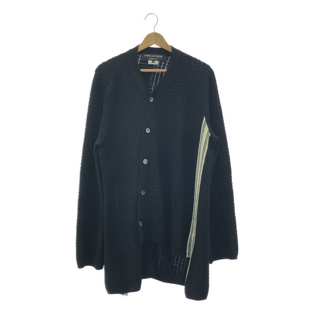 COMME des GARÇONS HOMME PLUS | 2018 秋冬 / AD2018 |扭紋格紋羊毛針織開襟衫| SHOPBOP L 號 |黑/白|男士