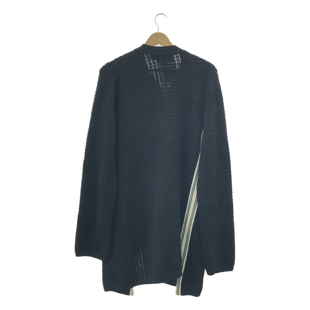 COMME des GARÇONS HOMME PLUS | 2018 秋冬 / AD2018 |扭紋格紋羊毛針織開襟衫| SHOPBOP L 號 |黑/白|男士