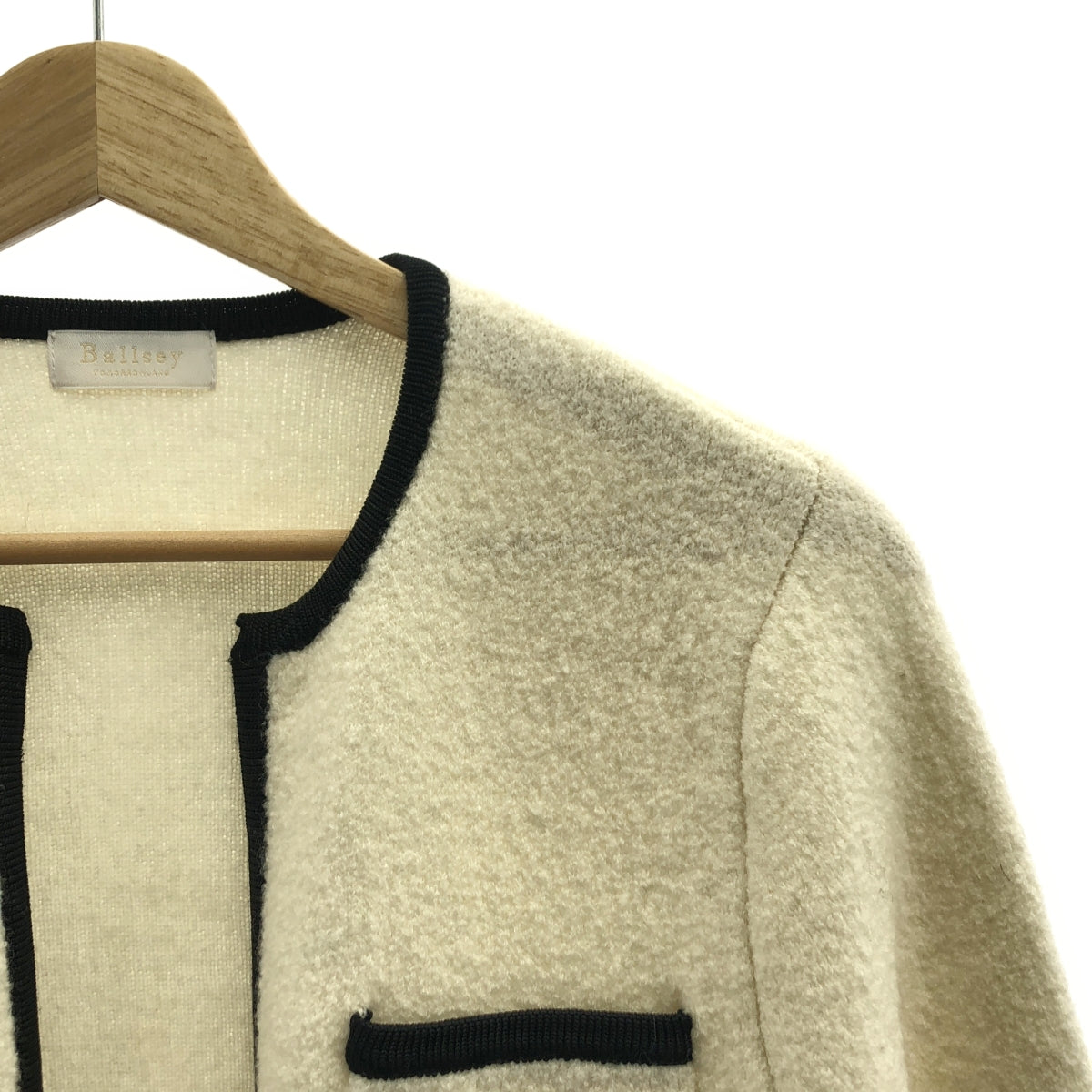 Tomorrowland BALLSEY | 羊毛尼龍圈形呢開襟羊毛衫 | S 碼 | 白色/黑色 | 女款