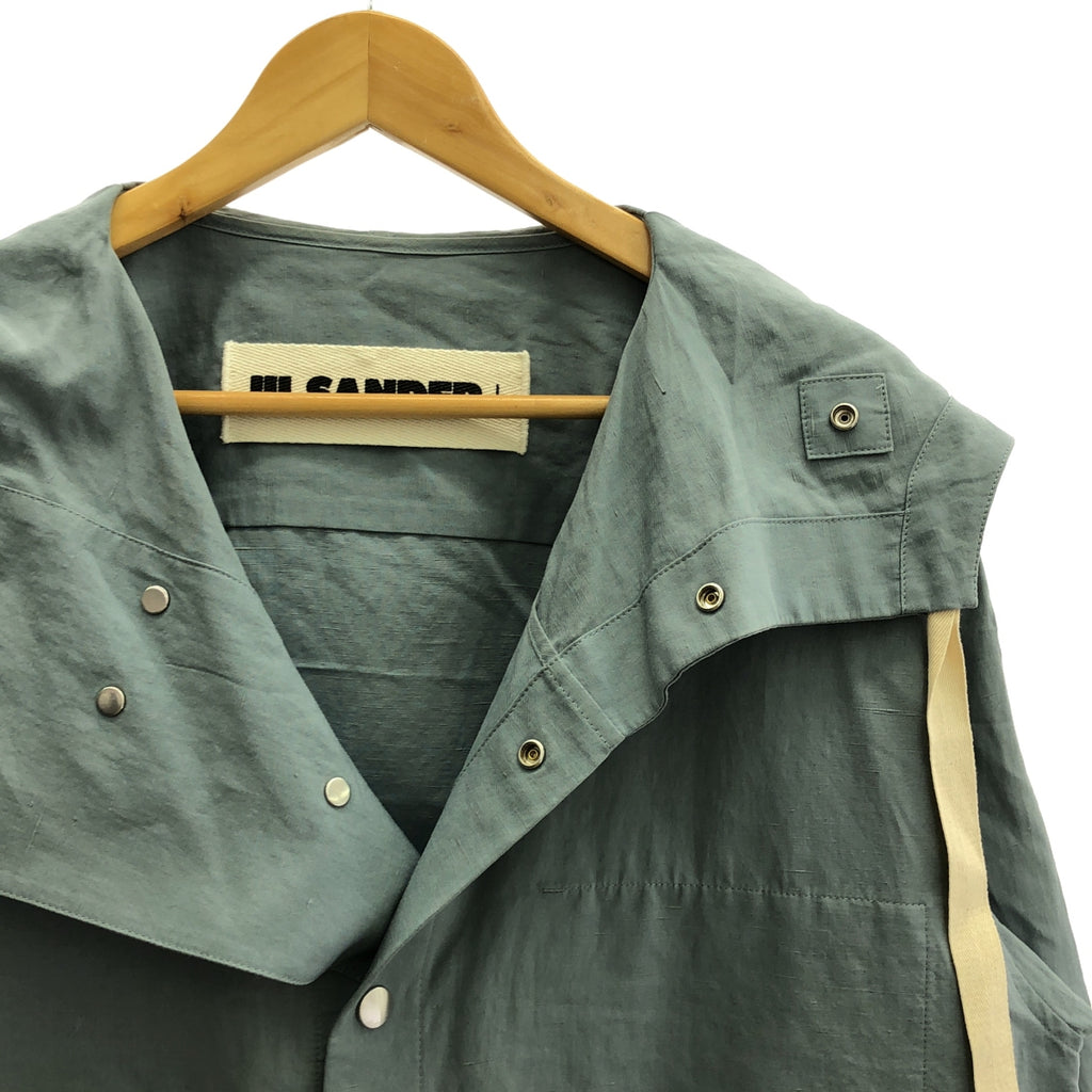 JIL SANDER+ / ジルサンダープラス | コットンリネン フーデッド コート | 44 | ライトブルー | メンズ