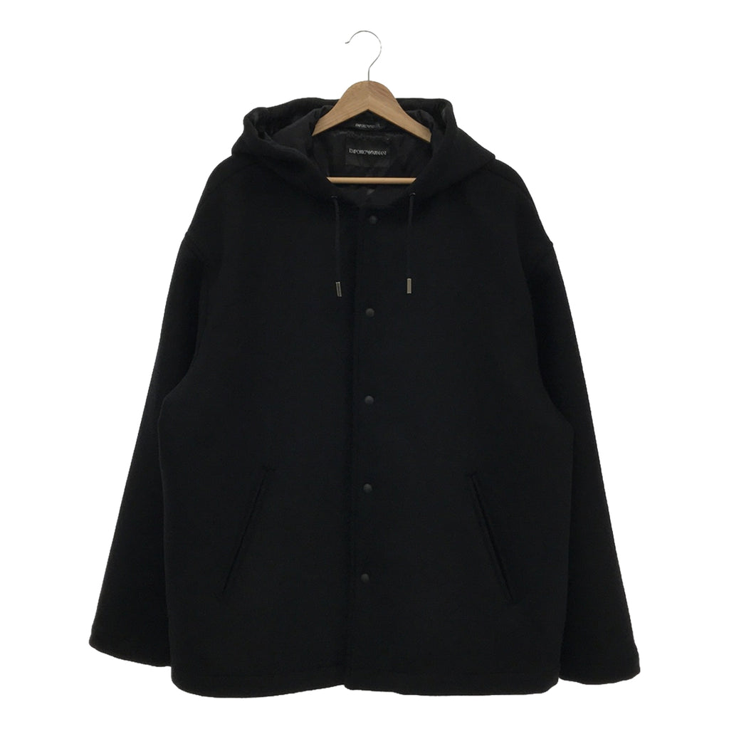 [狀況良好] EMPORIO ARMANI / 安普里奧·阿瑪尼 |梅爾頓羊毛連帽夾克 / 全襯裡 | 50 |黑色 |男士