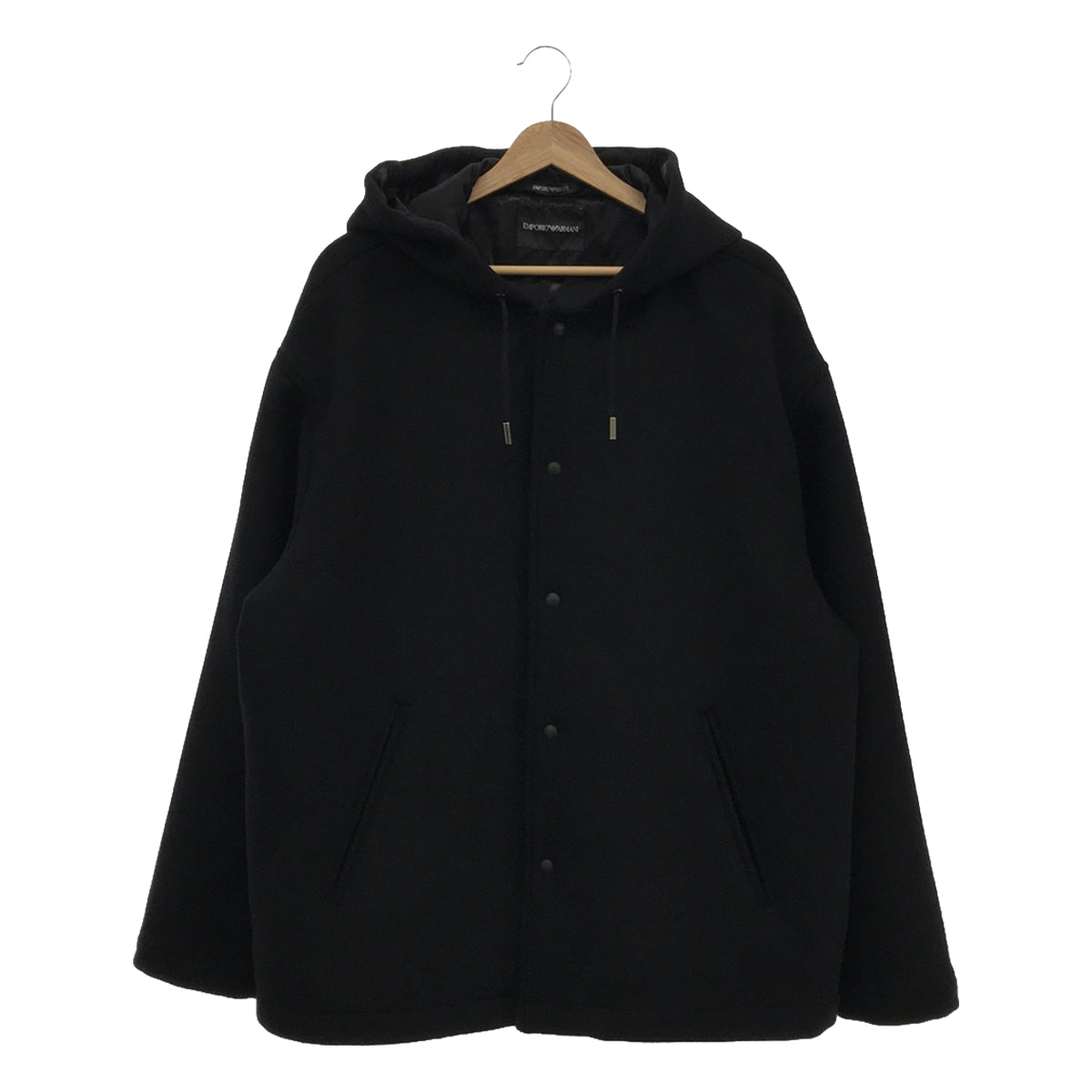 [狀況良好] EMPORIO ARMANI / 安普里奧·阿瑪尼 |梅爾頓羊毛連帽夾克 / 全襯裡 | 50 |黑色 |男士