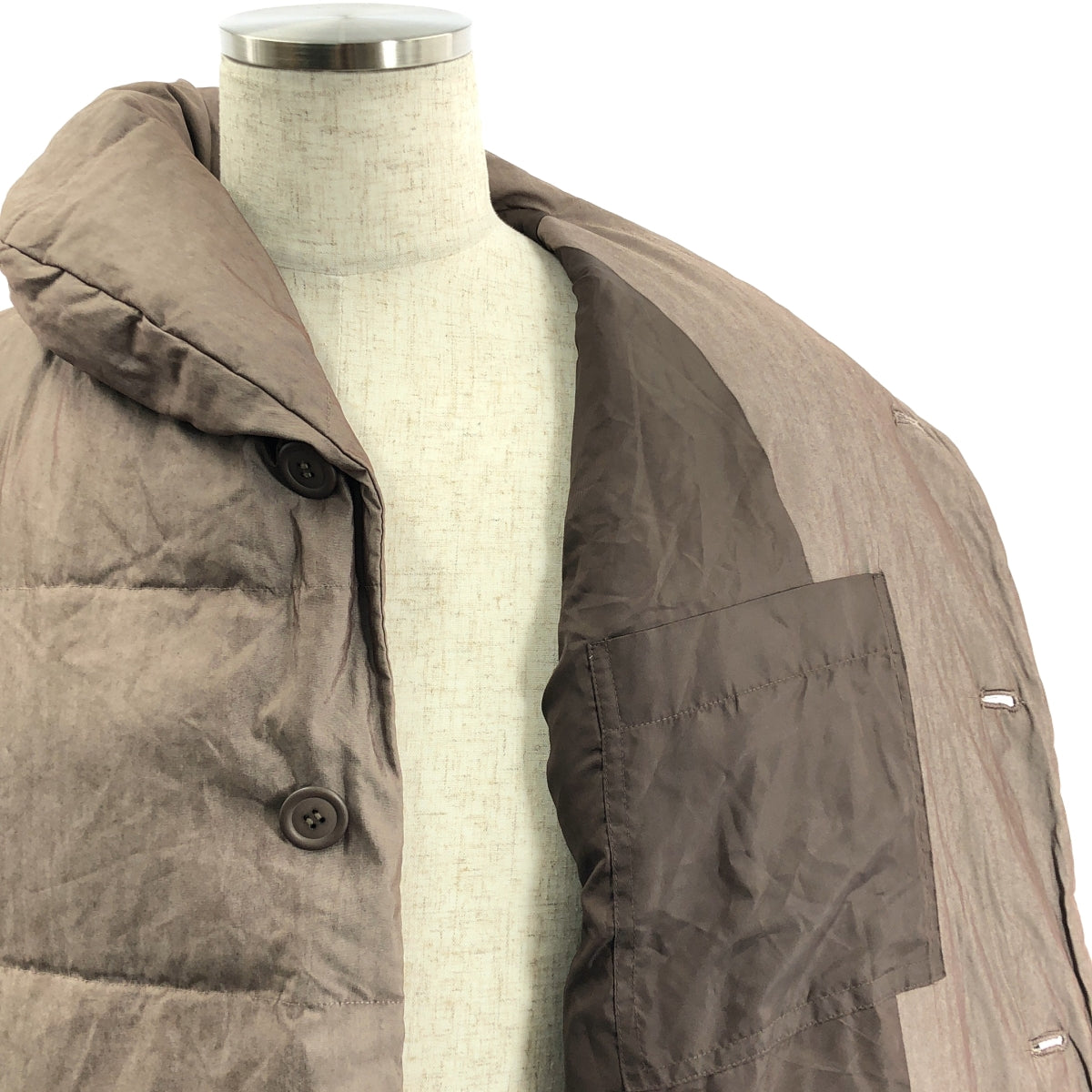 ISSEY MIYAKE / 잇세이 미야케 | WINDCOAT 윈드 코트 / 숄 컬러 다운 코트 | M | 브라운 계 | 남성