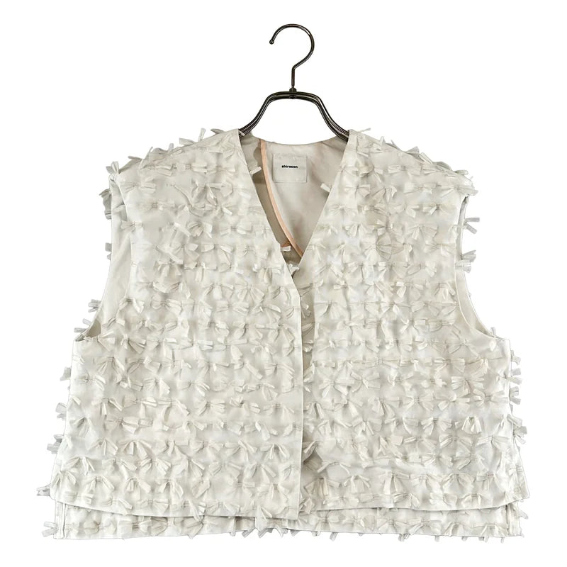 yori shirocon / ヨリシロコン | ミニリボン ショートジレ ベスト | 36 | レディース