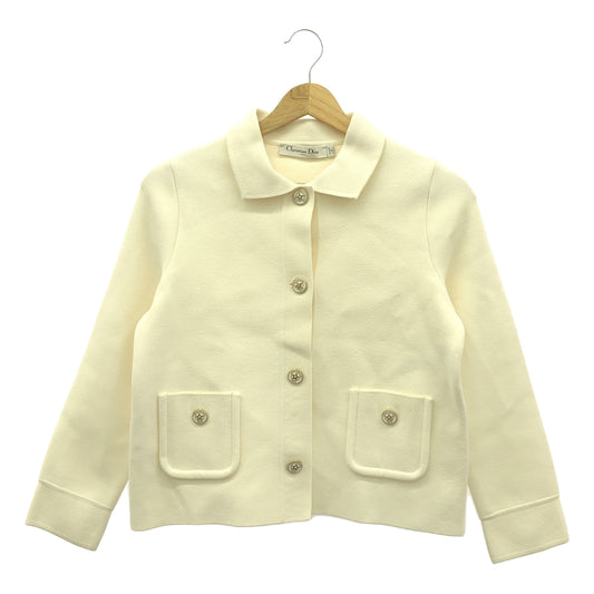 [Beautiful Condition] Christian Dior | Pearl-embellished logo button technical single jacket | Size 36 | White | Women's