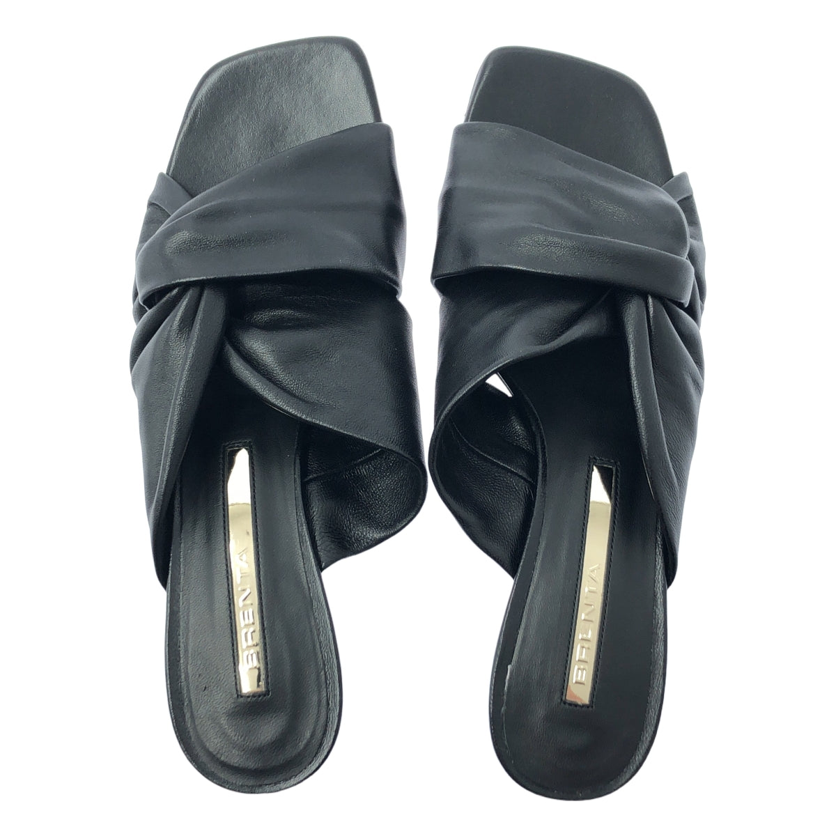 BRENTA / 브렌타 | 크로스 가죽 뮬 샌들 | 36 | 블랙 | 여성