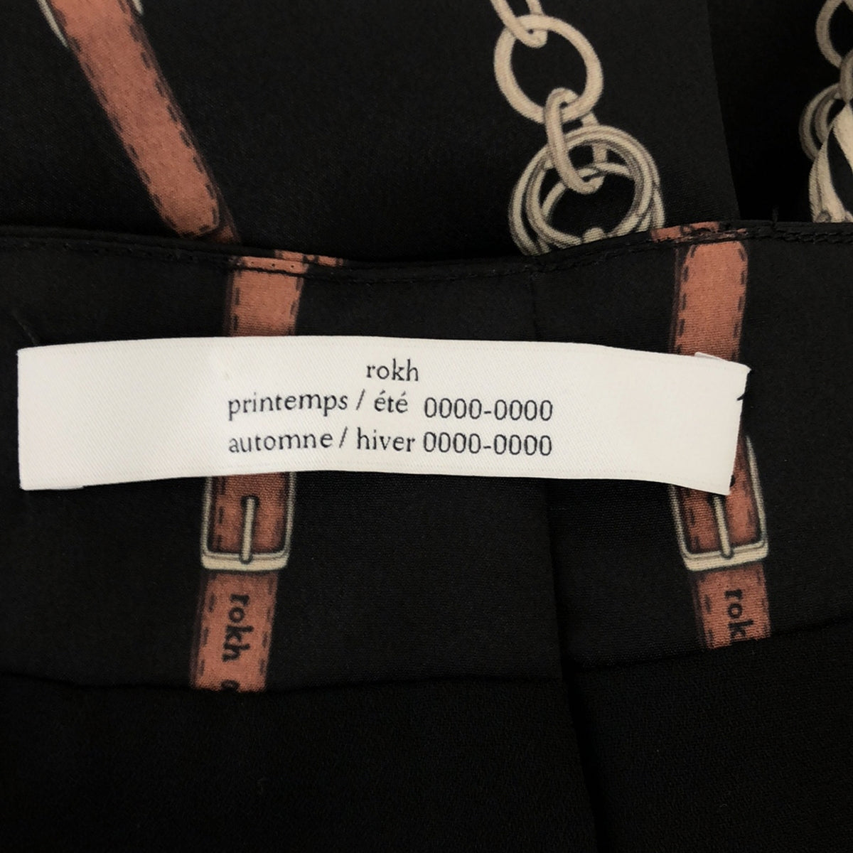 [狀況良好] Rokh |寬袖鏈條印花長裙 |尺寸 38 |黑色/棕色|女性的