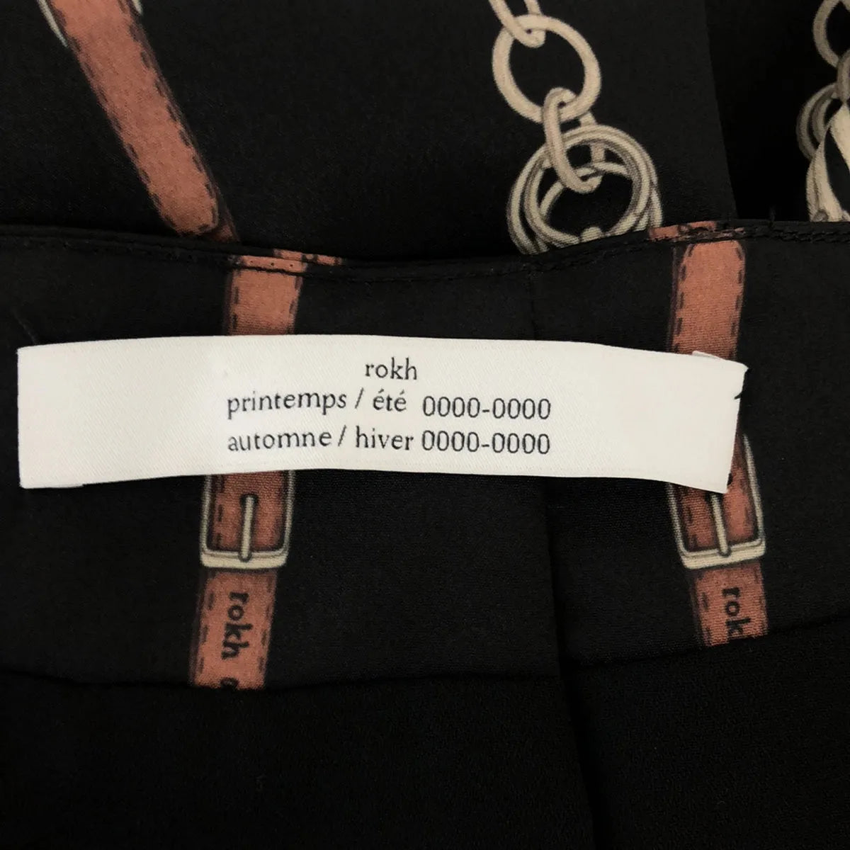 【美品】  Rokh / ロック | ボリュームスリーブ付 チェーン総柄ロングワンピース | 38 | ブラック/ブラウン | レディース