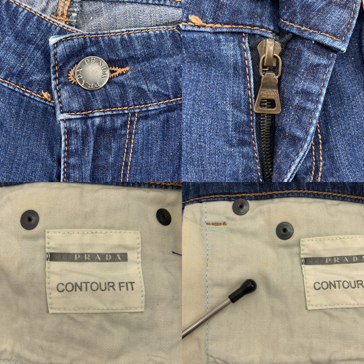 PRADA / プラダ | ロゴ レザーパッチ デニム パンツ | 25 | インディゴ | レディース