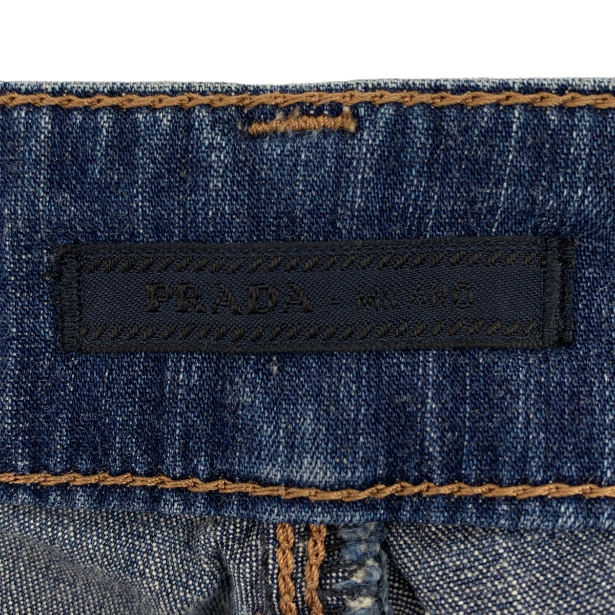 PRADA / プラダ | ロゴ レザーパッチ デニム パンツ | 25 | インディゴ | レディース