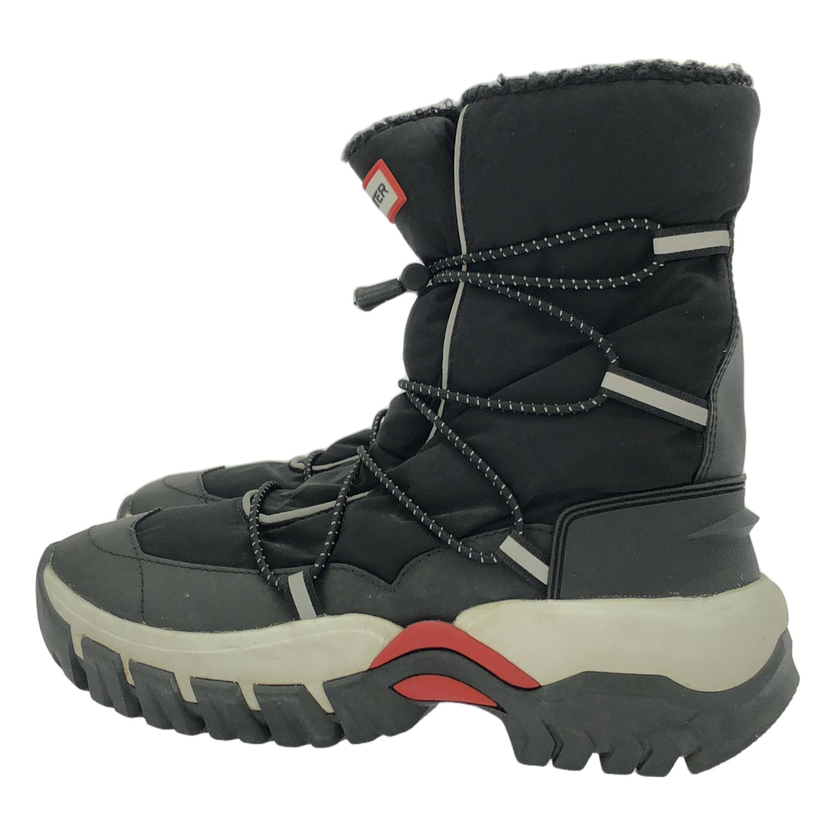HUNTER / ハンター | recycled polyester snow boot スノーブーツ | UK4 | ブラック/ホワイト/レッド | レディース