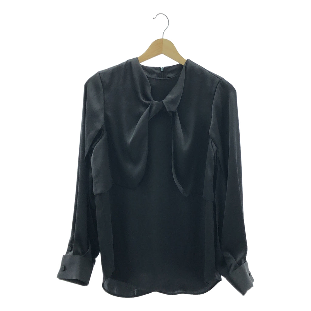 【미품】 HYKE / 하이크 | 2024SS | SATIN BLOUSE 새틴 블라우스 셔츠 | 1 | 블랙 | 여성