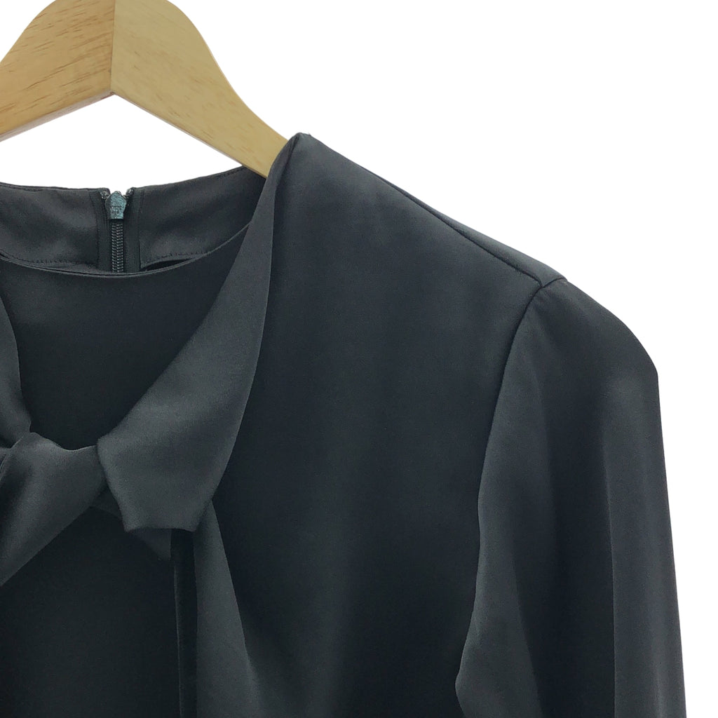 【미품】 HYKE / 하이크 | 2024SS | SATIN BLOUSE 새틴 블라우스 셔츠 | 1 | 블랙 | 여성