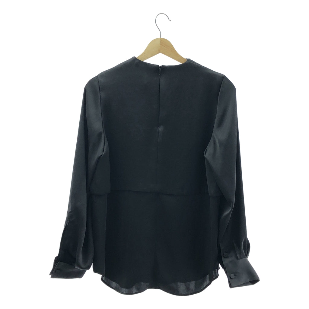 【미품】 HYKE / 하이크 | 2024SS | SATIN BLOUSE 새틴 블라우스 셔츠 | 1 | 블랙 | 여성