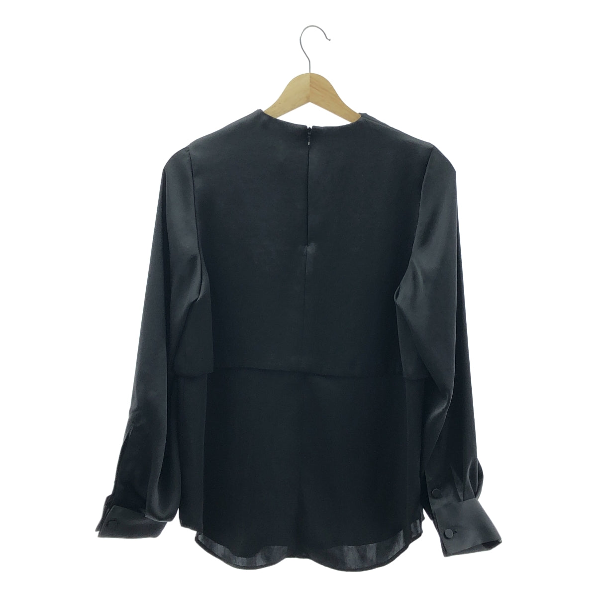 【미품】 HYKE / 하이크 | 2024SS | SATIN BLOUSE 새틴 블라우스 셔츠 | 1 | 블랙 | 여성