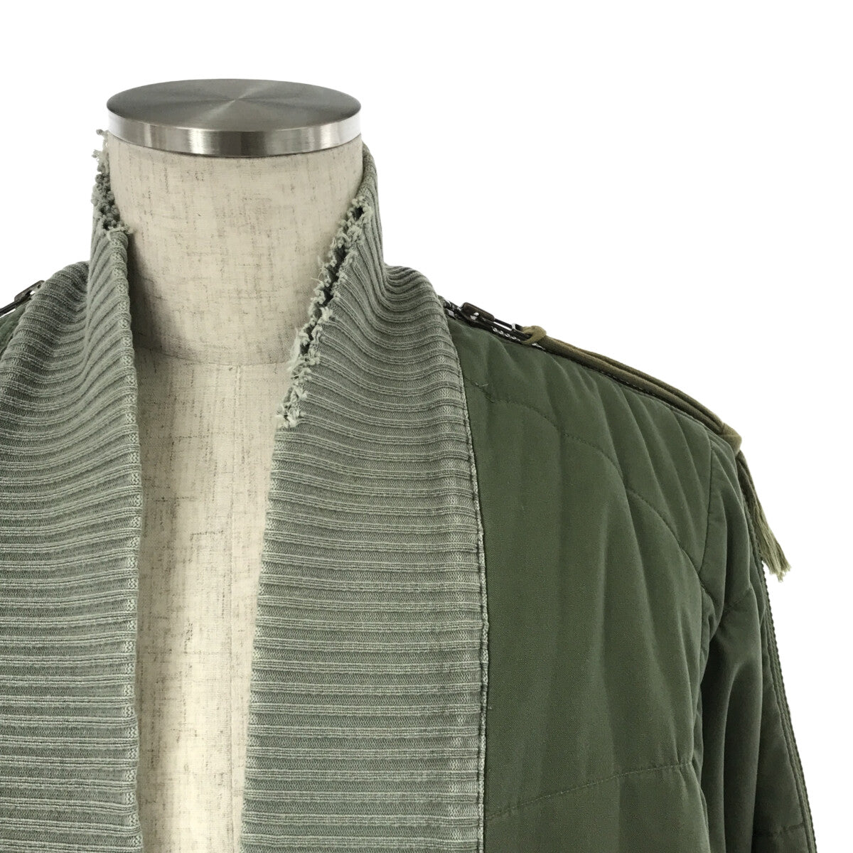 GREG LAUREN | 50/50ARMY/DENIM PUFFY KIMONO / Remake Docking Destroy Puffy Jacket | 3 | Khaki/Indigo | Men's