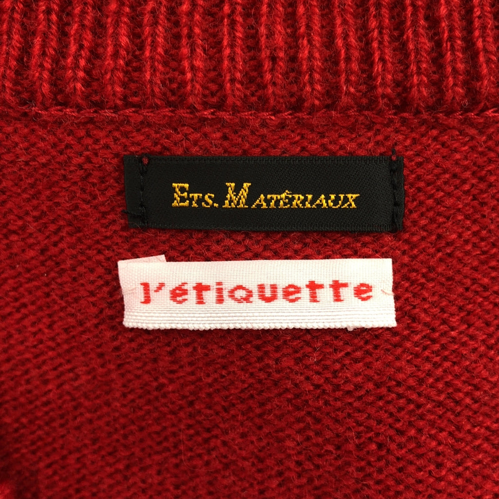 【美品】  ETS.MATERIAUX / マテリオ | 2024AW | × Letiquette FRENCH ARMY V-KNIT ウール フレンチアーミー Vネックニット | 3 | レッド | メンズ