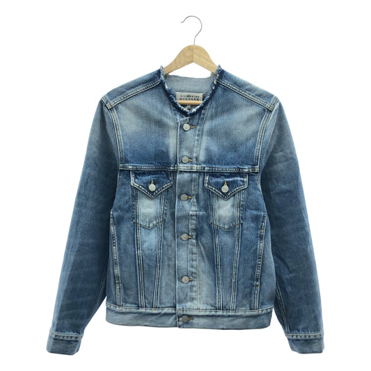 Maison Margiela / メゾンマルジェラ | 2021SS | denim jacket / ブリーチ カットオフ ノーカラー デニムジャケット | 36 | レディース