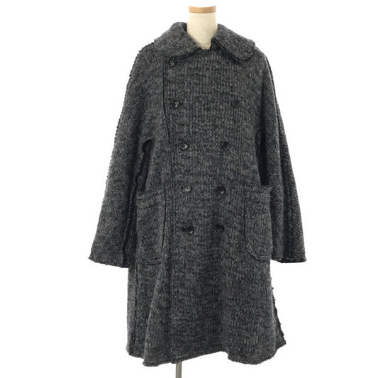 [Good Condition] COMME des GARCONS | 2014AW | Round Collar Inside-Out Wool Double Breasted Overcoat | S | Gray/Navy | Women's