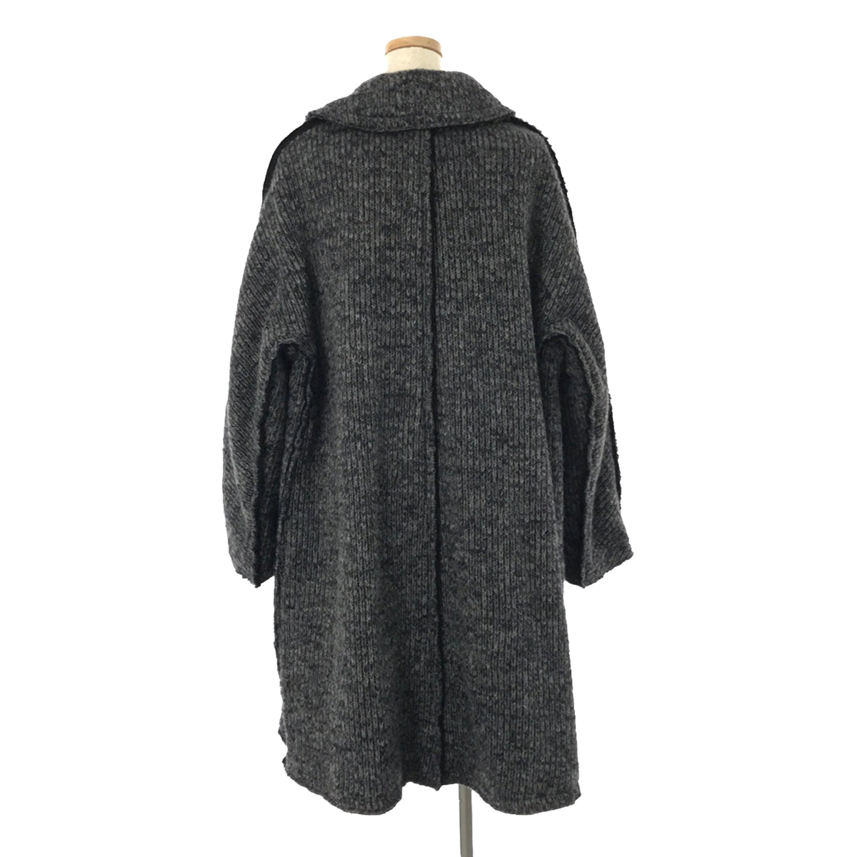 【美品】  COMME des GARCONS / コムデギャルソン | 2014AW | 丸襟 インサイドアウト ウール ダブル オーバーコート | S | グレー/ネイビー | レディース