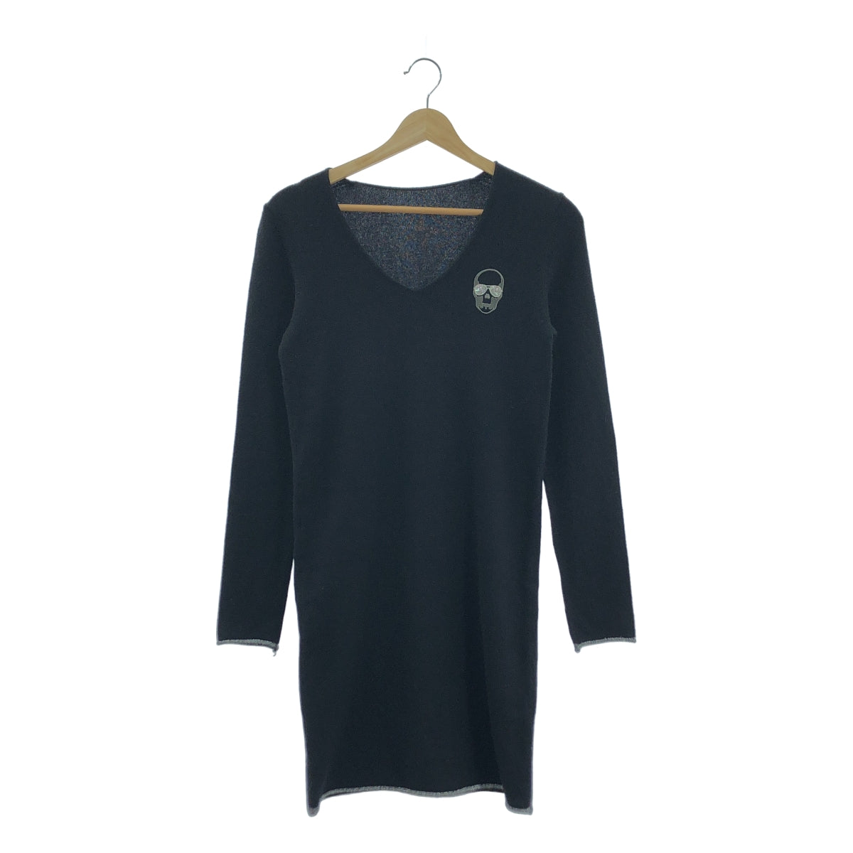 Lucien Pellat-Finet | 羊絨骷髏刺繡V領針織洋裝 | S碼 | 黑色 | 女款