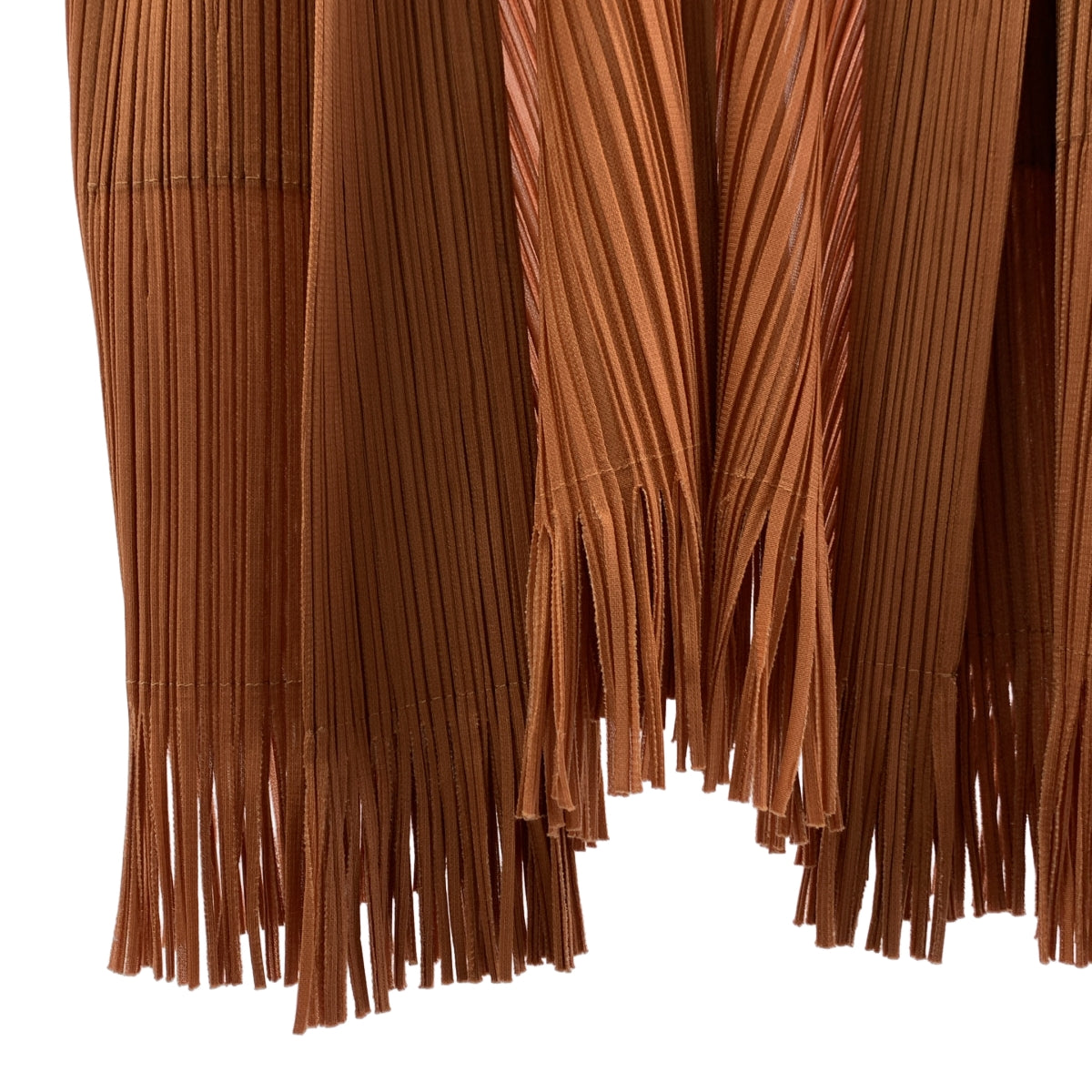 PLEATS PLEASE ISSEY MIYAKE / 플리츠 플리즈 이세이 미야케 | 2018SS | 주름 프린지 롱 가디건 | 3 | 오렌지 |