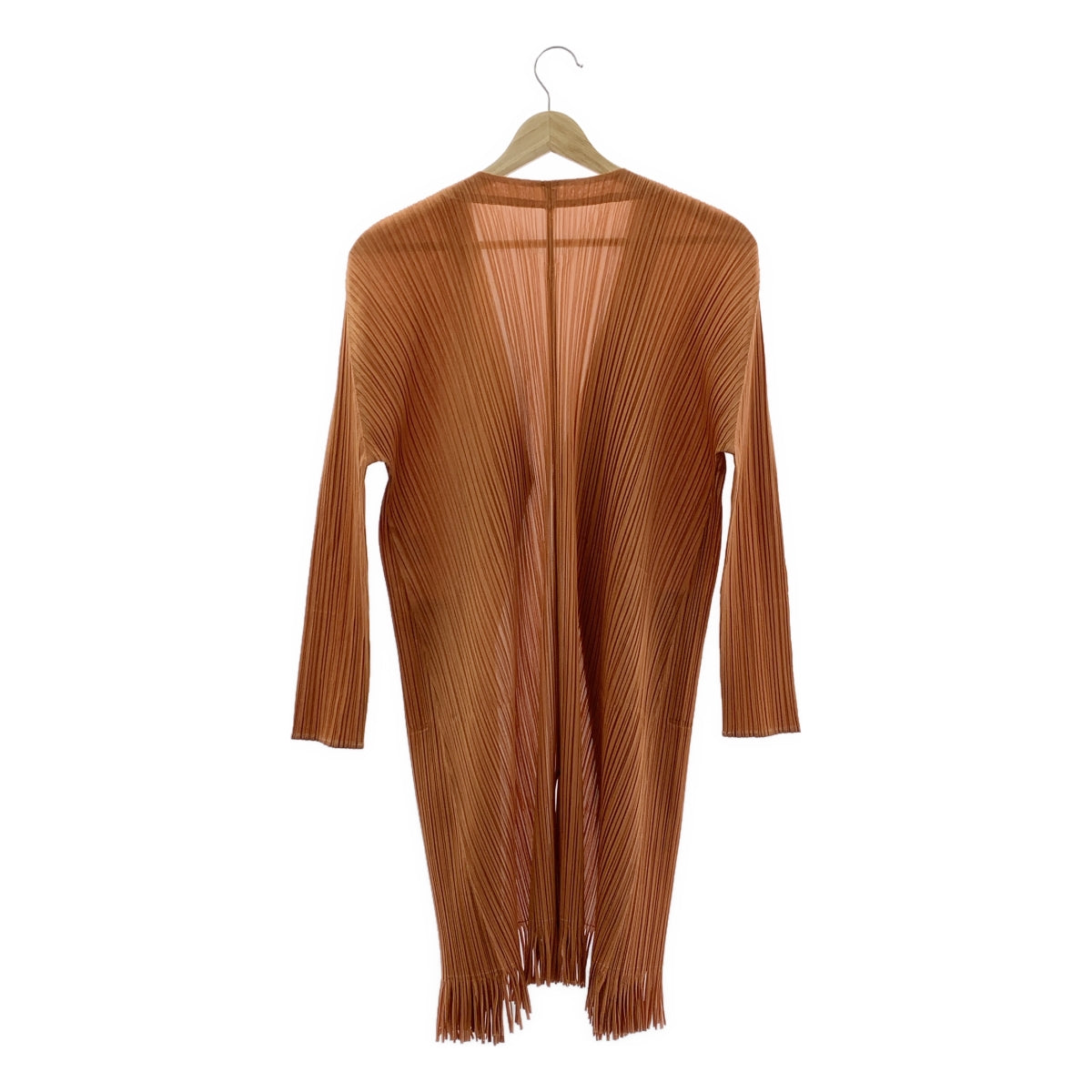 PLEATS PLEASE ISSEY MIYAKE / 플리츠 플리즈 이세이 미야케 | 2018SS | 주름 프린지 롱 가디건 | 3 | 오렌지 |