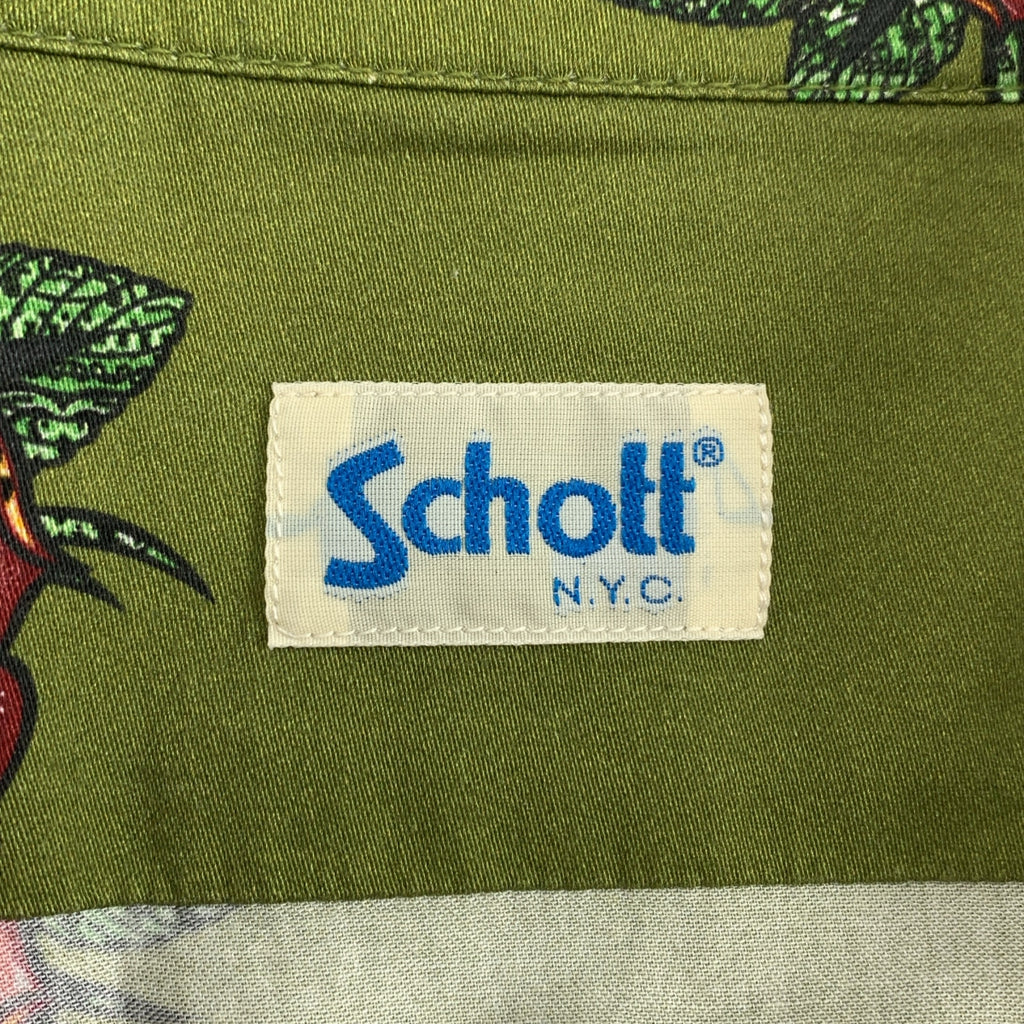 SCHOTT | 人造絲棉質花卉夏威夷襯衫 | M碼 | 男款